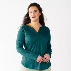 Women's Sonoma Goods For Life Long Sleeve Raglan Bib Henley Top